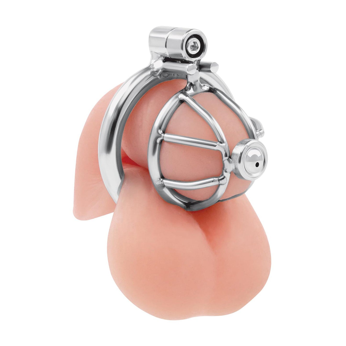 Lockmaster Stainless Steel Inverted Micro Chastity Cage with Urethral Straw
