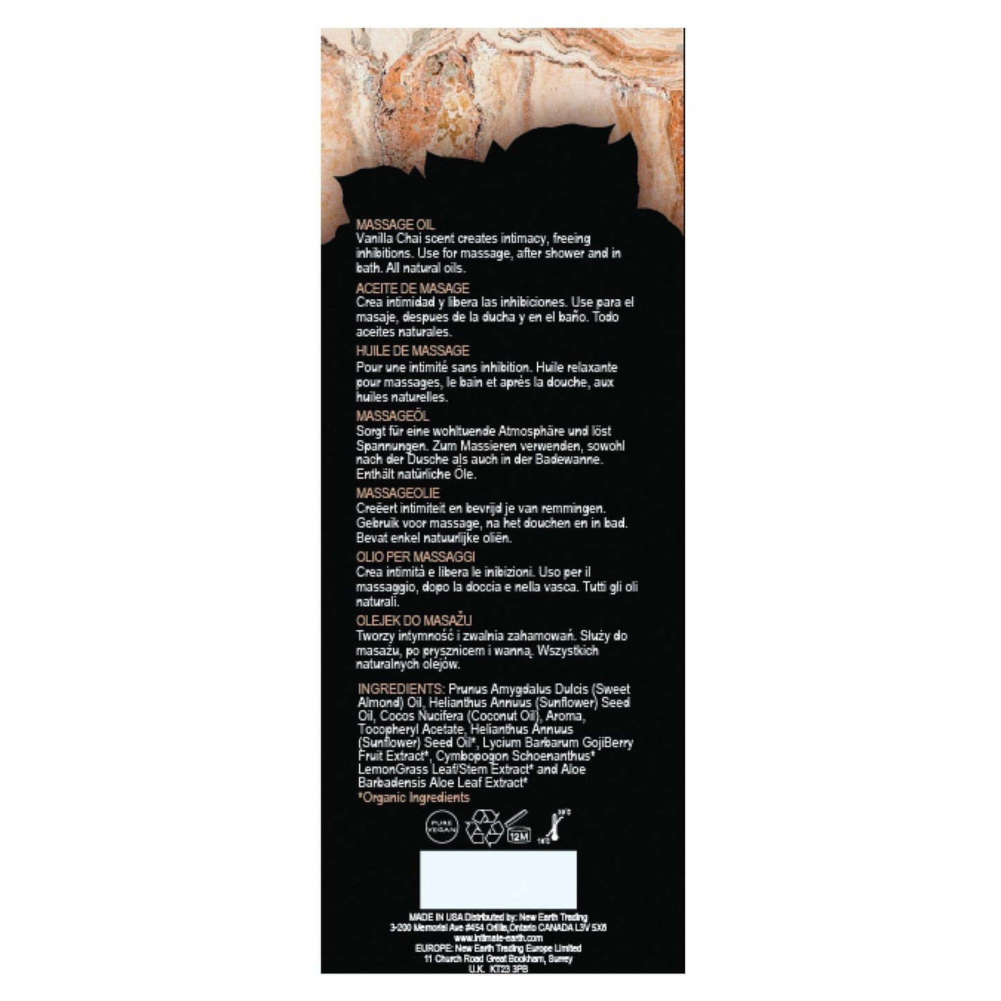 Intimate Earth Chai Massage Oil - 120 ml Vanilla & Chai