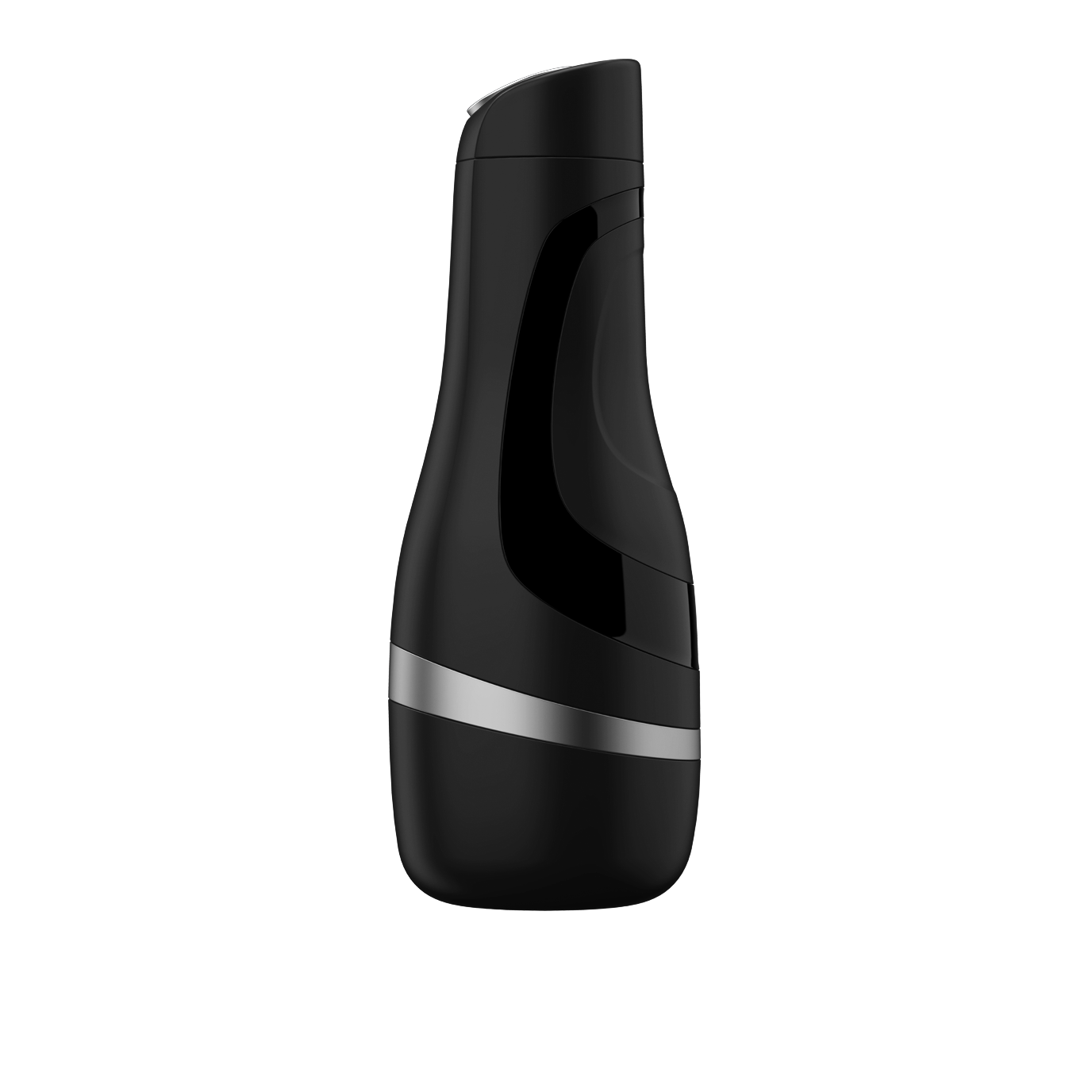 The Satisfyer Men Classic by Satisfyer is a sleek black bottle with a silver accent, reminiscent of a male masturbator. Its modern design features a glossy finish and an elegantly tapered, curved shape for an alluring touch.