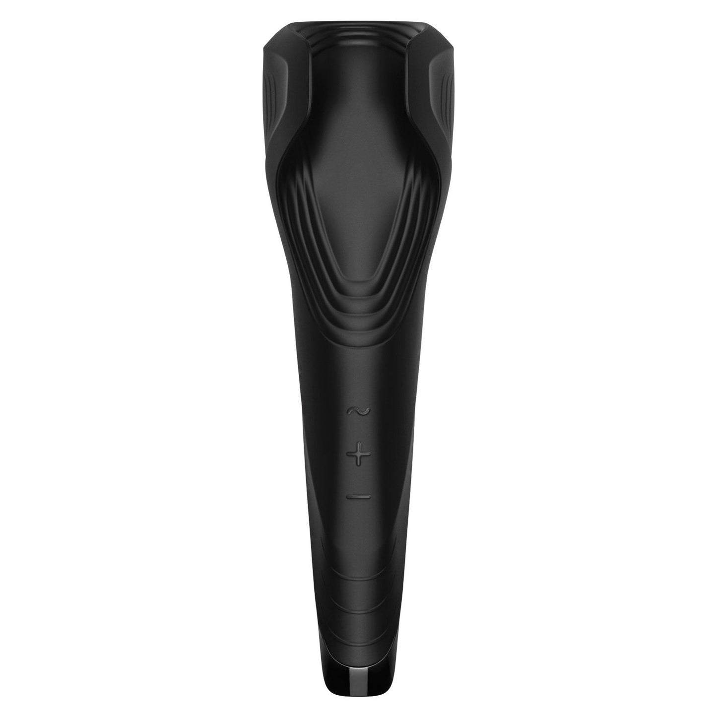 The Satisfyer Men Wand by Adams Toy Box is sleek and black with a modern, minimalistic design. Textured grips and embossed plus/minus symbols allow for easy setting adjustments. Its waterproof build and powerful motor ensure an efficient clean every time.