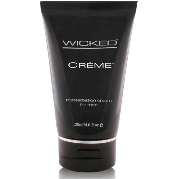 Wicked Sensual Care Collections 4 oz Masturbation Cream for men provides a long-lasting experience. The black packaging with white text offers a discreet and stylish look for this intimate lubricant.