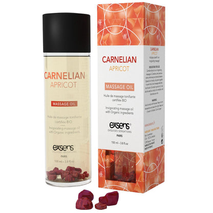 EXSENS of Paris Organic Massage Oil w/Stones - Carnelian Apricot