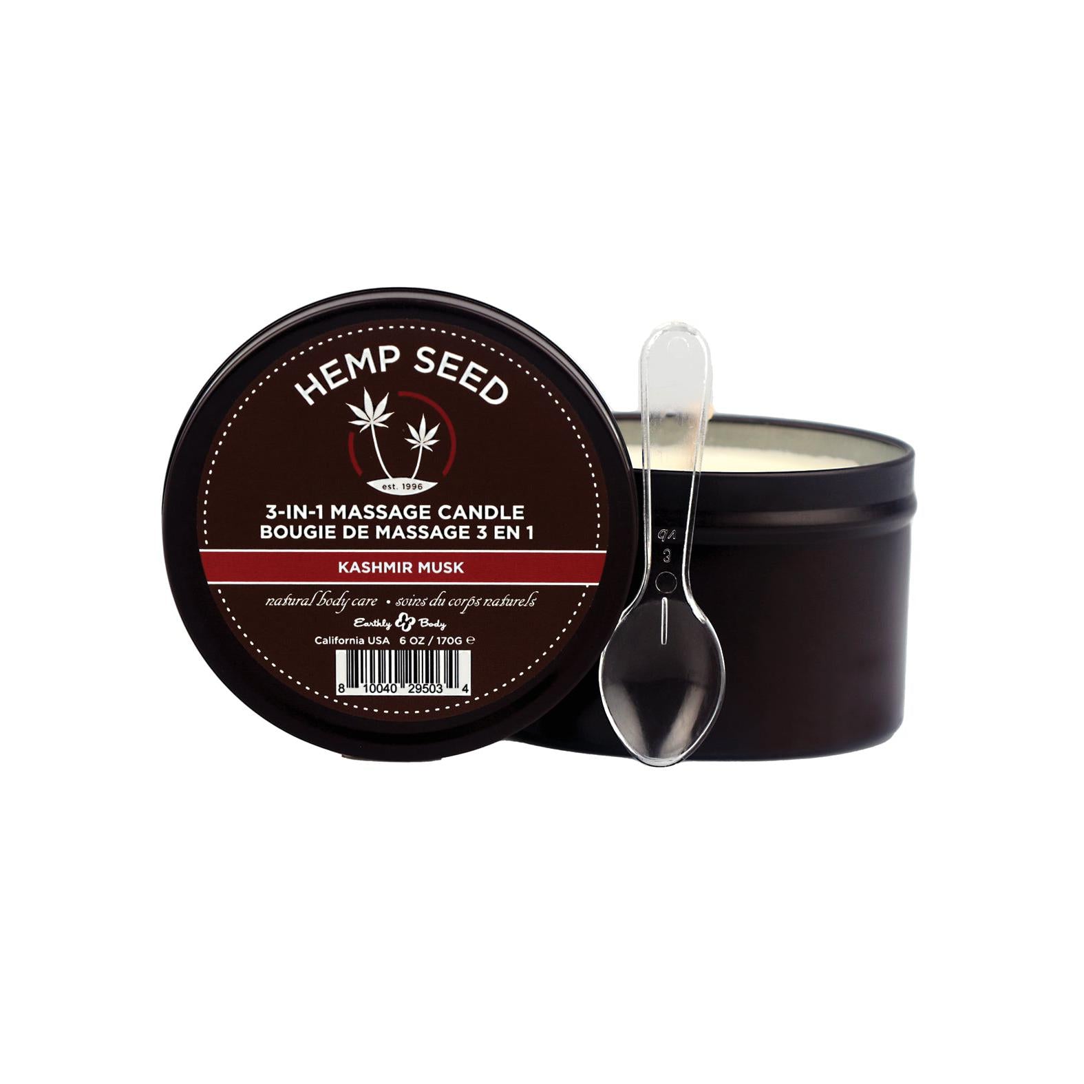 Earthly Body Suntouched Hemp Candle - 6 oz Round Tin Kashmir Musk