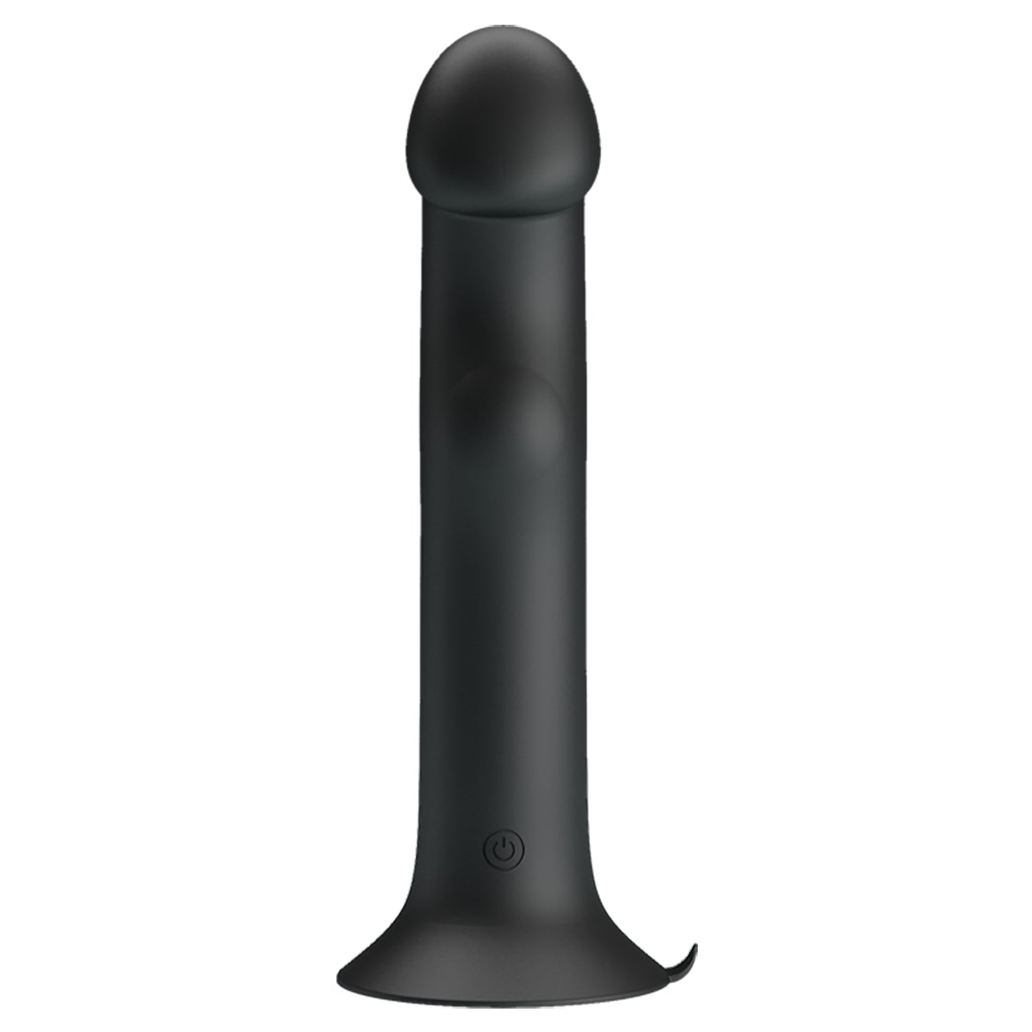 The Adams Toy Box Pretty Love Murray is a black, cylindrical massager with 12 vibration functions and a smooth surface. It features a slightly flared base for stability and a small power button, ideal for those seeking their own pleasure throne experience.