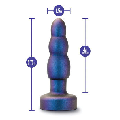 Experience the elegant Blush Anal Adventures Matrix Kinetik Plug by Blush Novelties, featuring a gradient of blue to purple hues with a rounded tip and three bulb shapes. Crafted from Puria™ Silicone, it stands 5.75 inches tall with 4 inches insertable and a 1.5-inch diameter for luxurious comfort.