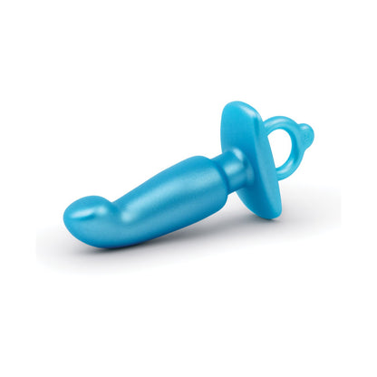 The b-Vibe Butties Hither Tapered Prostate Plug by b-vibe features a curved, smooth design with a flared base and loop handle for easy use. Ideal for P-spot stimulation, it is displayed elegantly on a white background.