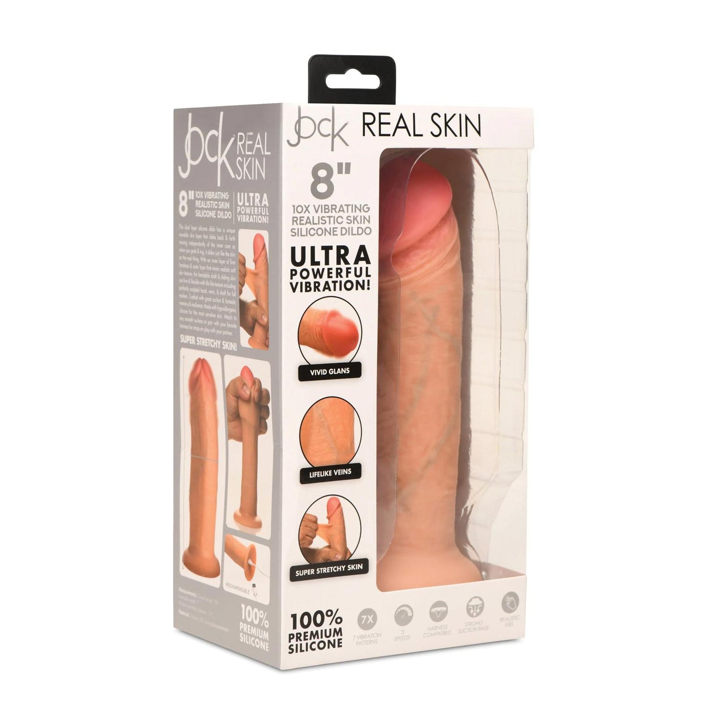 Curve Toys Jock Real Skin Silicone Vibrating Dildo
