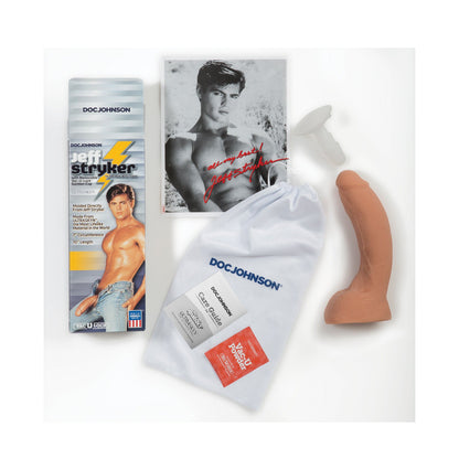 Kit includes the Doc Johnson Jeff Stryker 10 ULTRASKYN realistic dildo, storage pouch, instructional guide, signed card, and promotional packaging.