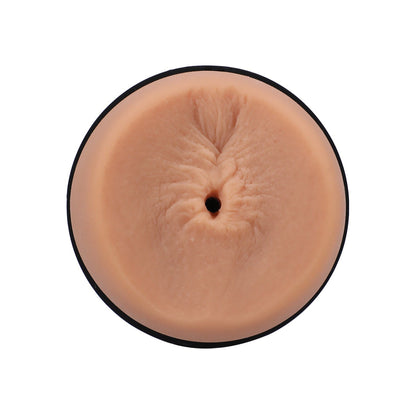 The Man Squeeze ULTRASKYN Ass Stroker - Roman Todd by Doc Johnson features a customizable pressure and central opening, with a textured surface resembling realistic human skin.
