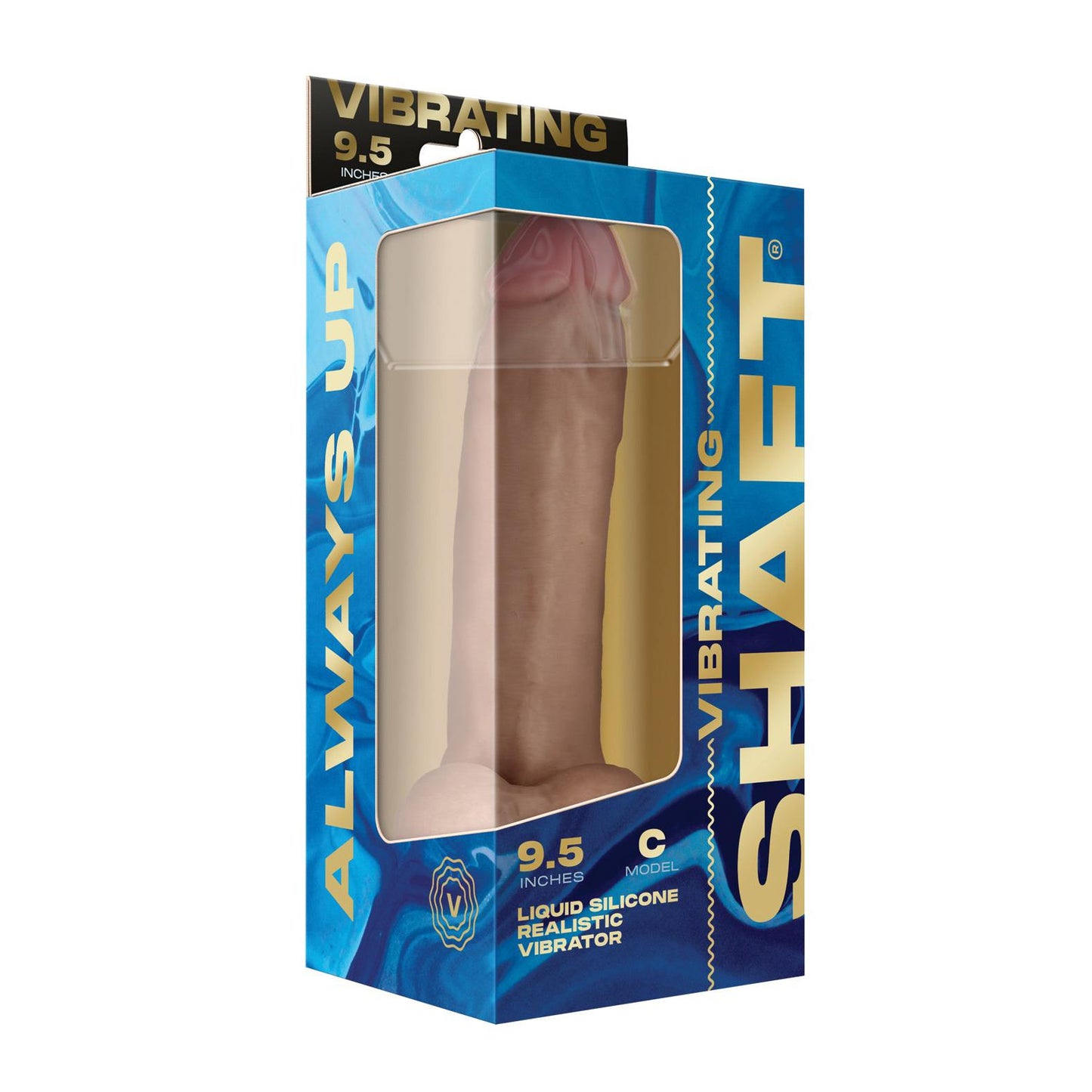 Shaft Flexskin Liquid Silicone 9.5"; Vibrating Curved Dildo