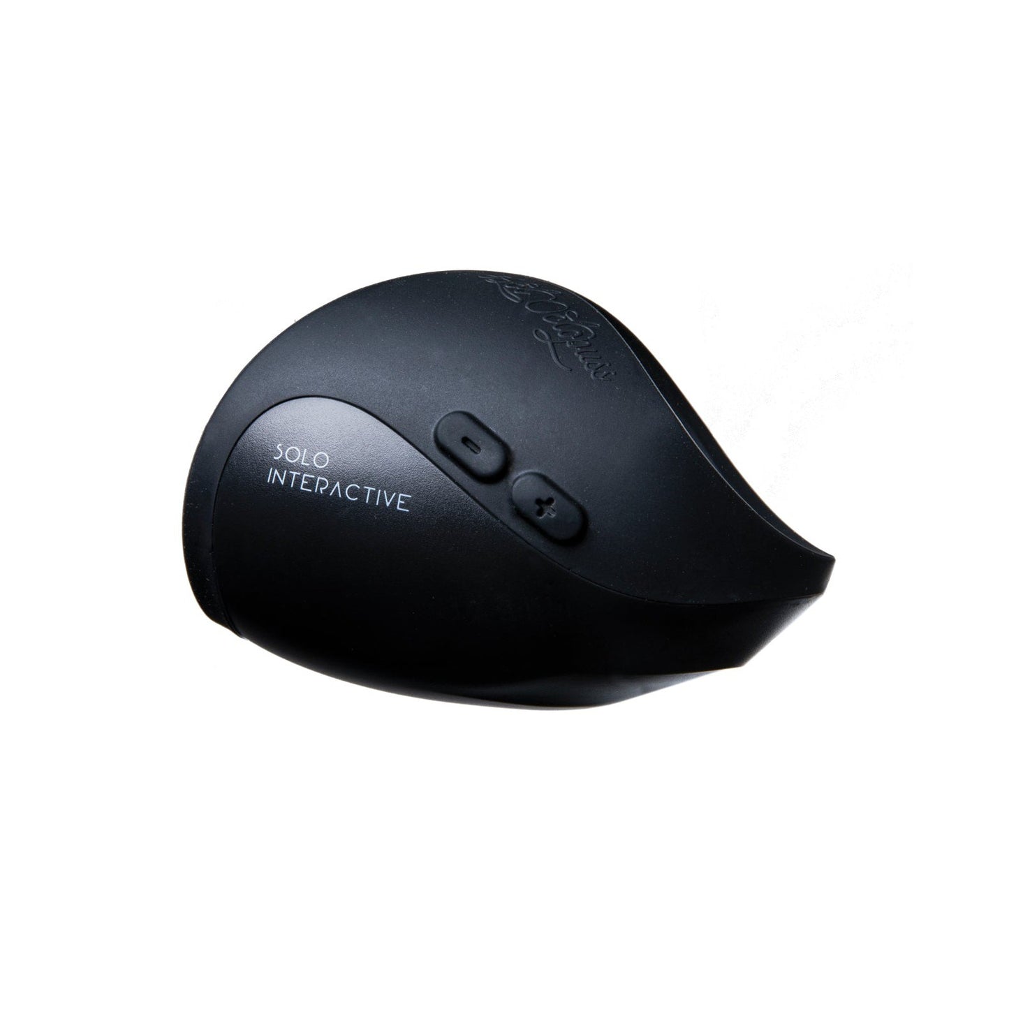 The Hot Octopuss Pulse Solo Interactive HO22 is a black ergonomic mouse with two buttons, designed for smartphone connectivity. Its sleek, curved design ensures comfortable use and provides hands-free pleasure during your computing experience.