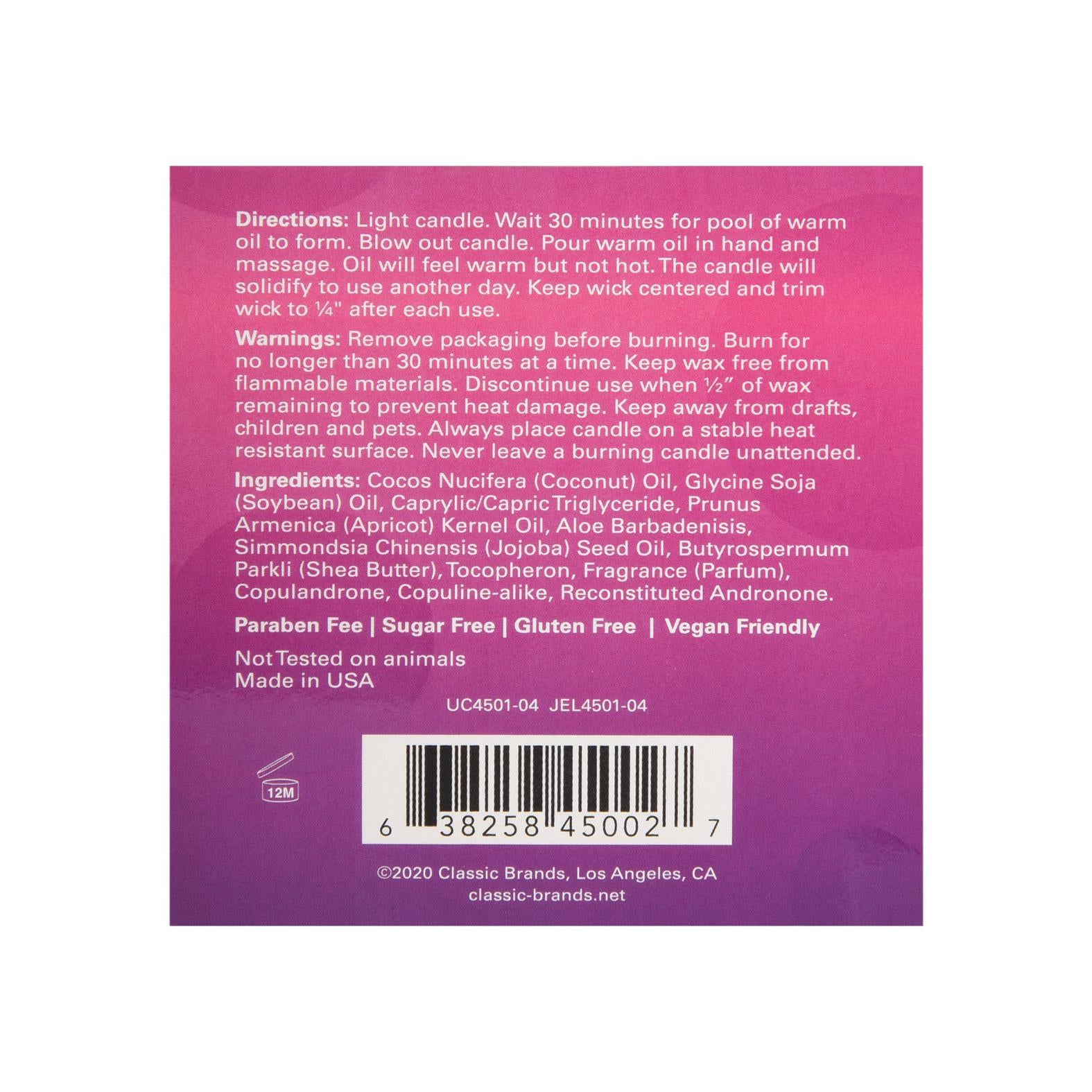 Jelique Massage Candle - 4 oz Smitten Strawberry &amp; Champagne