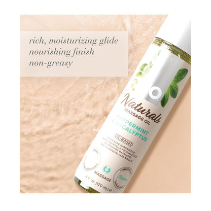 JO Naturals Massage Oil - Peppermint & Eucalyptus 4 oz Bottle