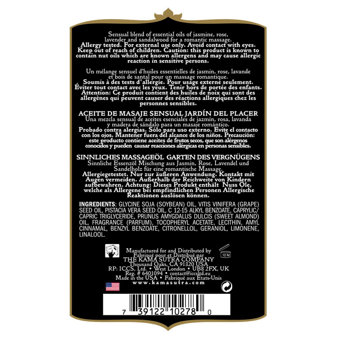 Kama Sutra Aromatics Massage Oil - 2 oz Pleasure Garden