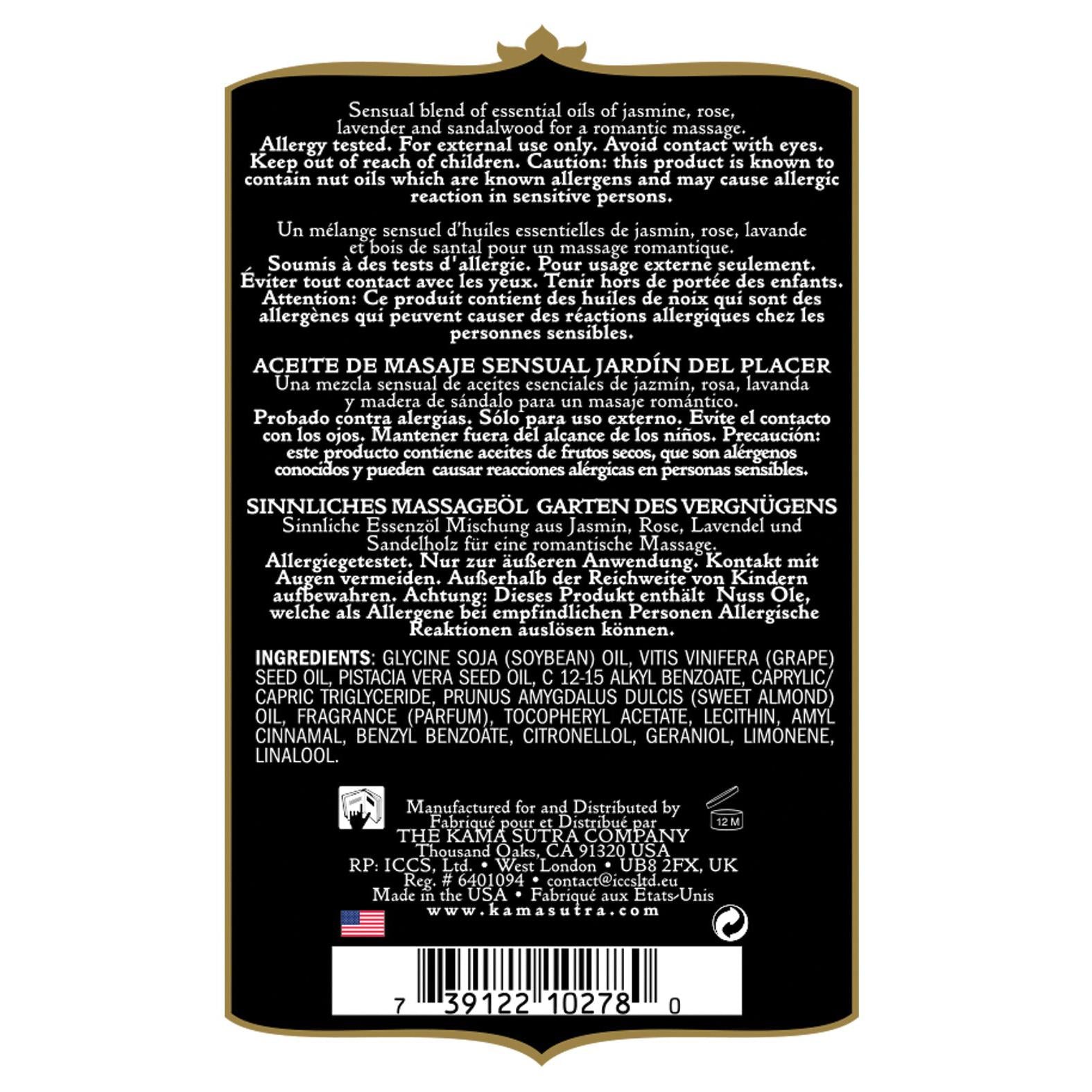 Kama Sutra Aromatics Massage Oil - 2 oz Pleasure Garden