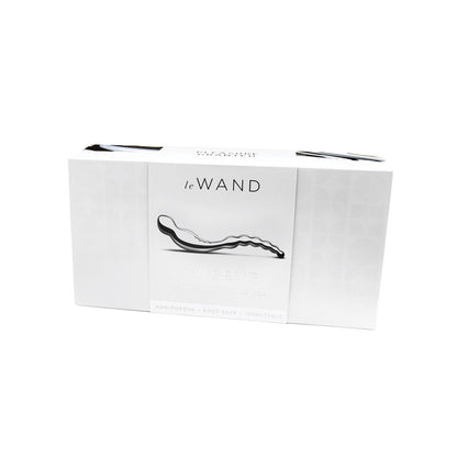 The Le Wand Stainless Steel Swerve box features a grayscale image of the wand, highlighting its stainless steel, non-porous, body-safe design, ideal for prostate stimulation and insertion.