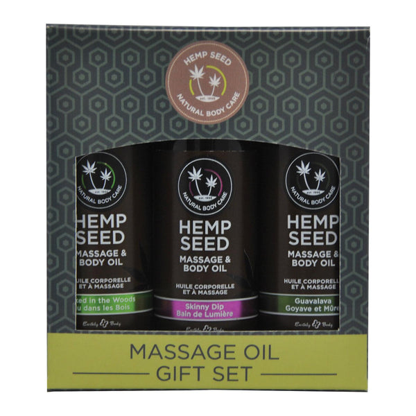 Earthly Body Massage Oil Gift Set - 2 oz Skinny Dip, Naked in the Woods &amp; Guavalava