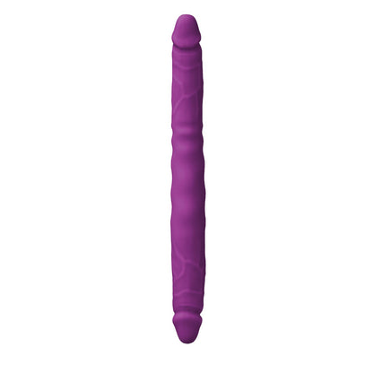 The Colours Double Pleasures by NS Novelties is a long, purple, cylindrical object with textured ridges and rounded ends, offering a realistic design like a massage roller. Set against a white background, it promises double pleasure.