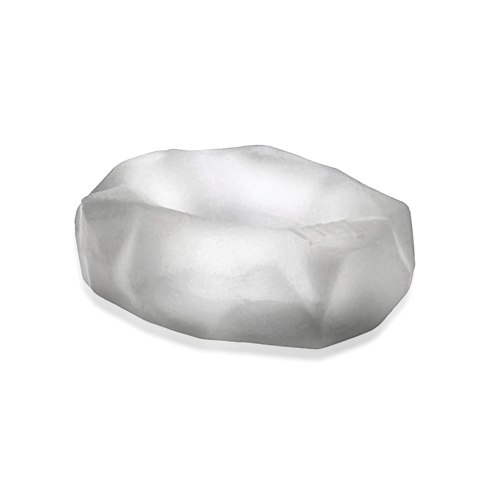 A translucent, irregularly shaped object with a matte finish, resembling a small shallow dish, subtly echoes the design of the Hunky Junk Fractal Cockring by Hunky Junk. Set against a plain white background, it invites curiosity and exploration.