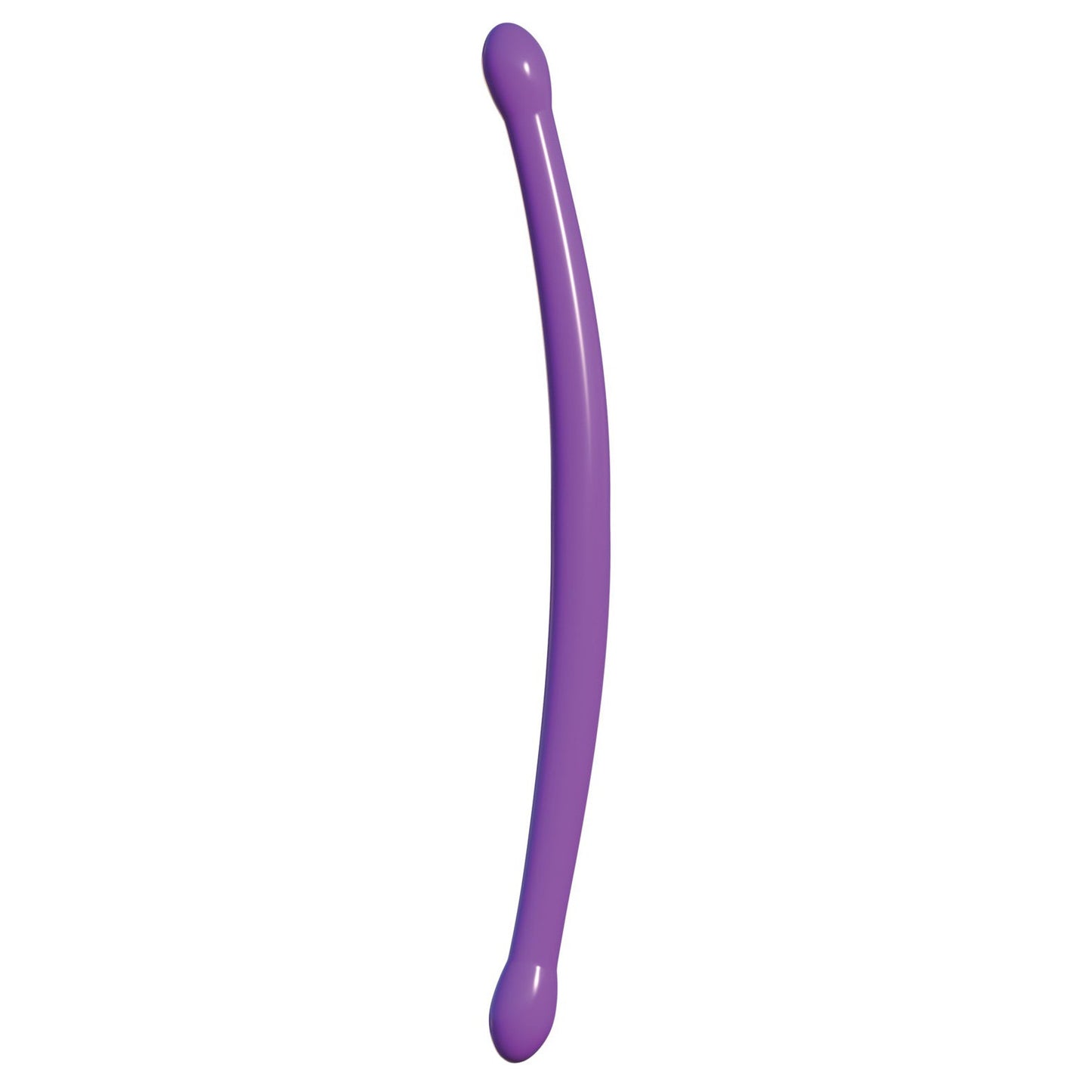 The Classix 18 Bendable Double Whammy by Pipedream is a smooth, slightly curved purple rod with rounded ends and a flexible shaft, set against a white background.