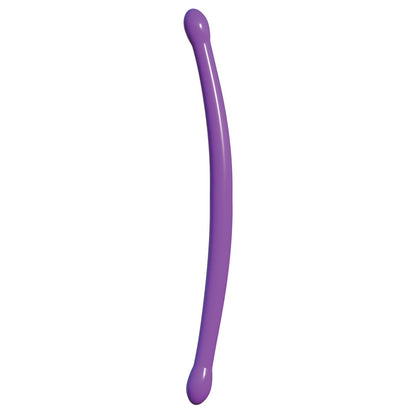 The Classix 18 Bendable Double Whammy by Pipedream is a smooth, slightly curved purple rod with rounded ends and a flexible shaft, set against a white background.