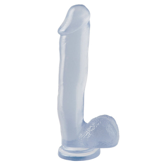 Introducing the eco-friendly Basix Rubber Works 12 Dong by Pipedream: a phallic-shaped silicone toy with a rounded tip and stable flat base. Its smooth, slightly curved design ensures a satisfying adult experience.
