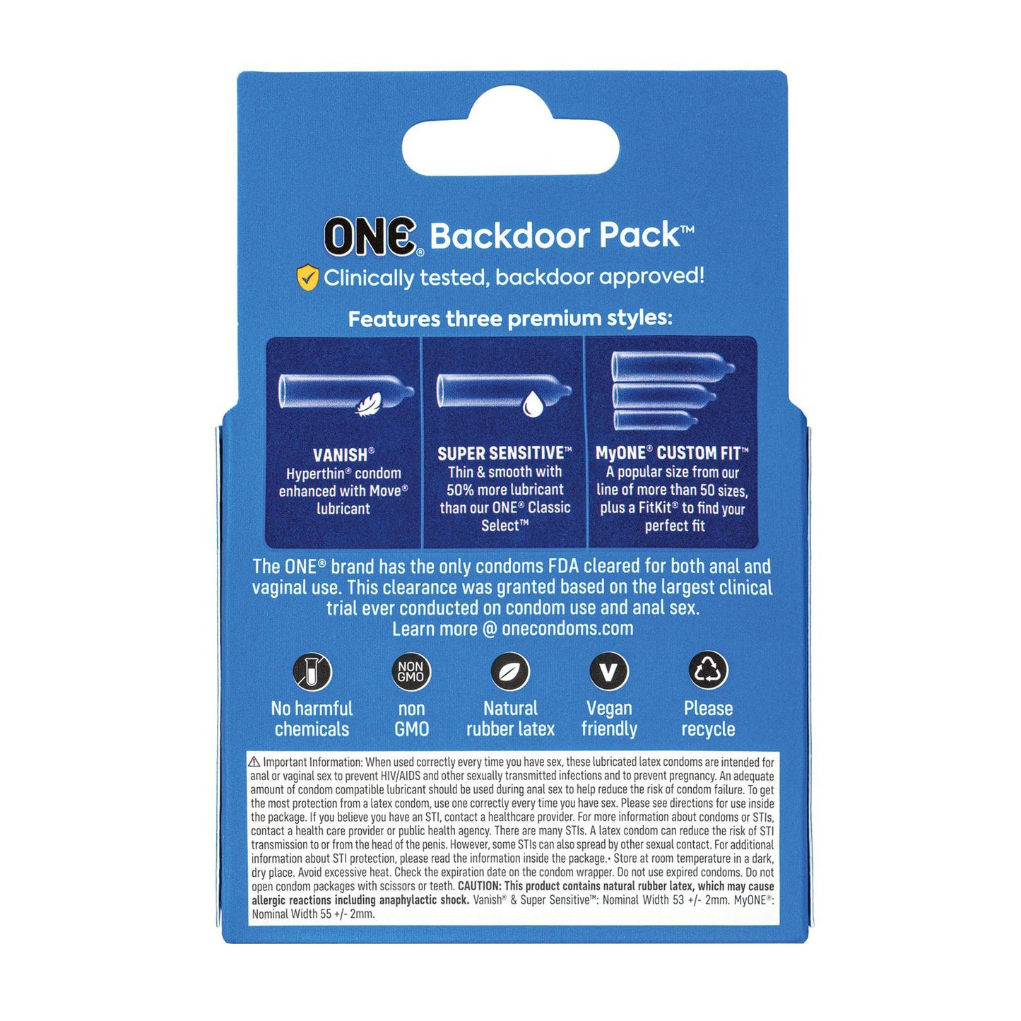 One Backdoor Pack Custom Fit Condoms