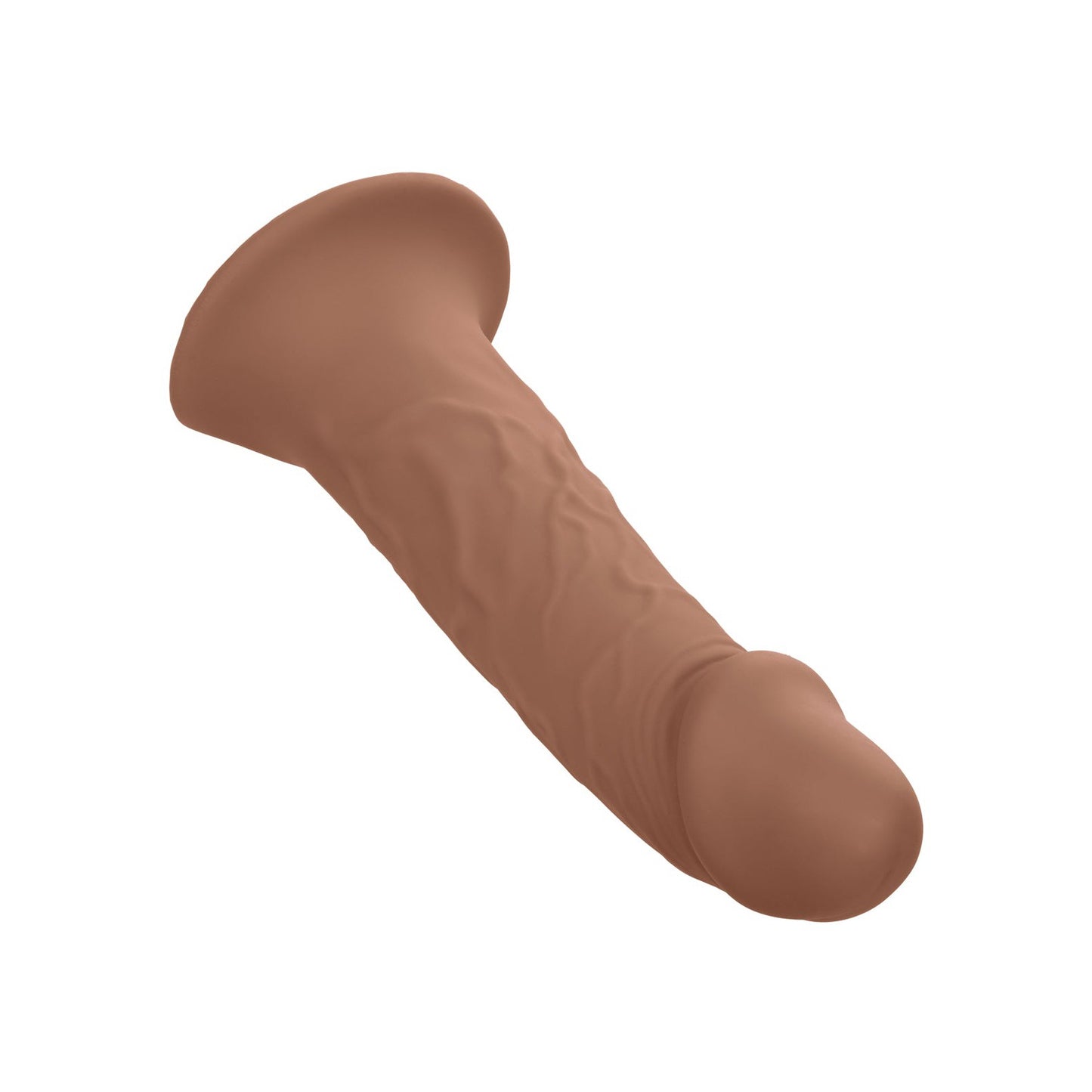 The Performance Maxx Life-Like Penis Extension With Harness by California Exotic Novelties features a flesh-colored, veined silicone design with a flared base, displayed on a white background.