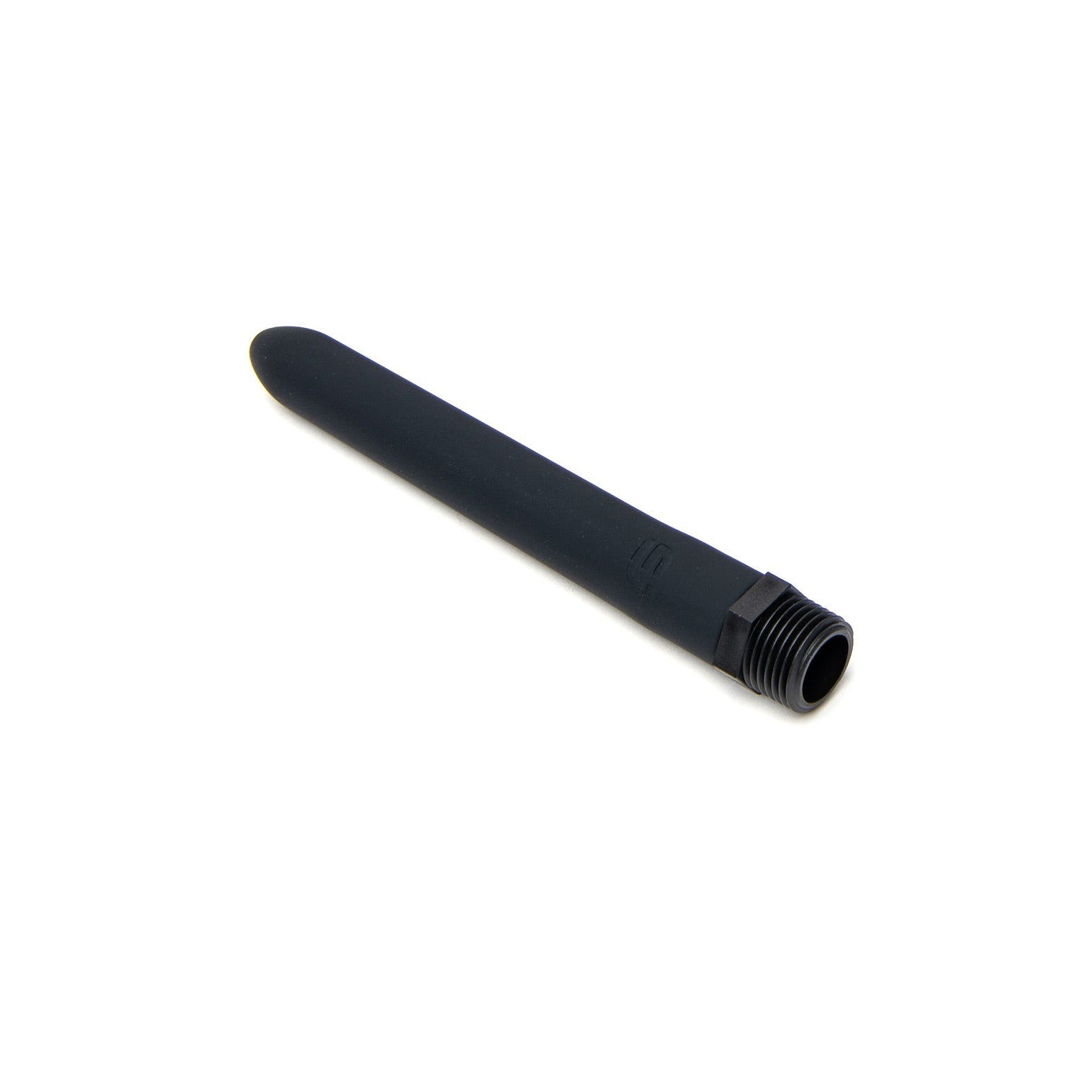 The Sport Fucker Locker Room Hose, a black rod with a rounded end and threaded base, is positioned diagonally against a plain white background.