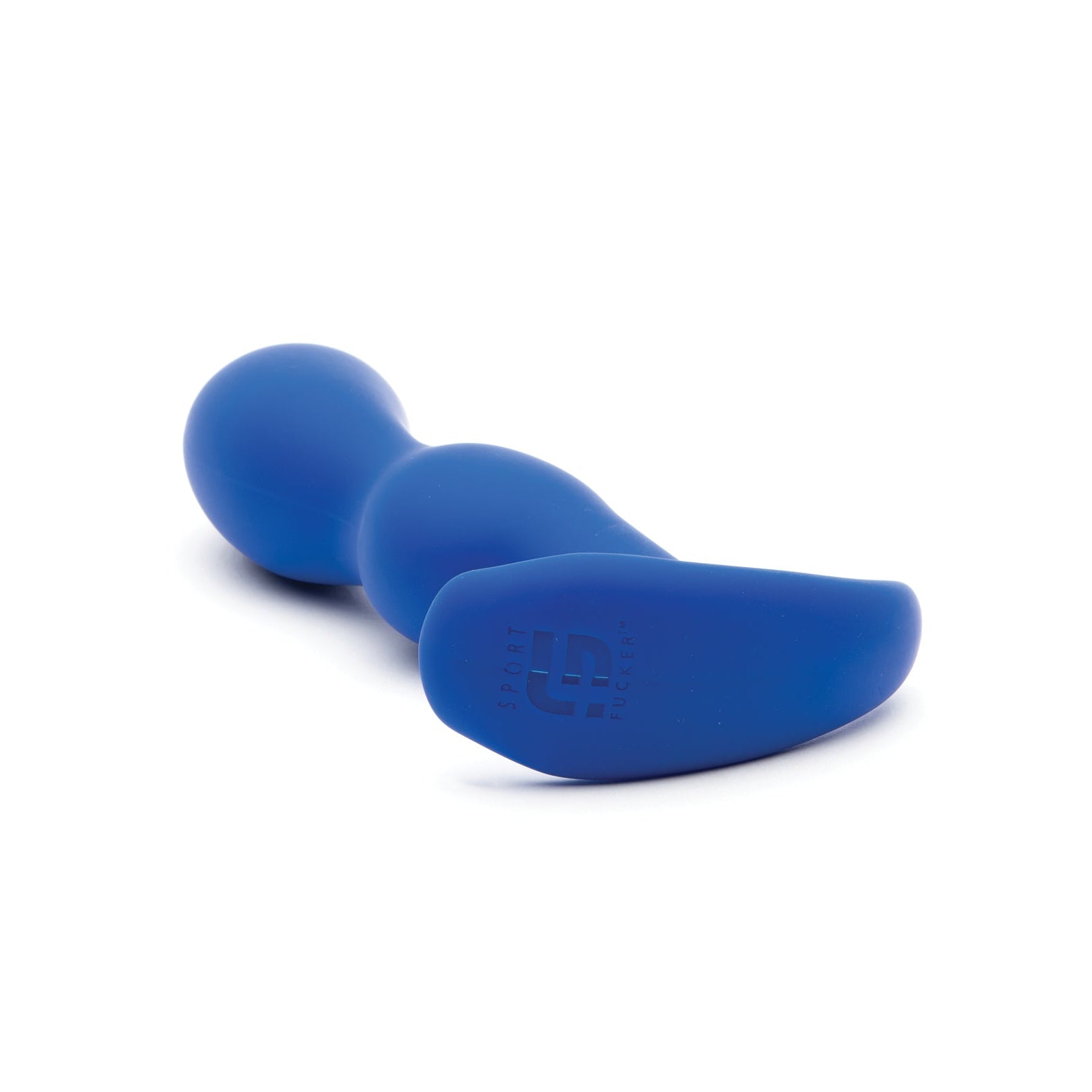 The Sport Fucker Crossfit Plug, made from medical-grade blue silicone, boasts a curved ergonomic design and smooth surface for personal use. The embossed Sport Fucker logo adds a sleek touch to this plug-and-play device.