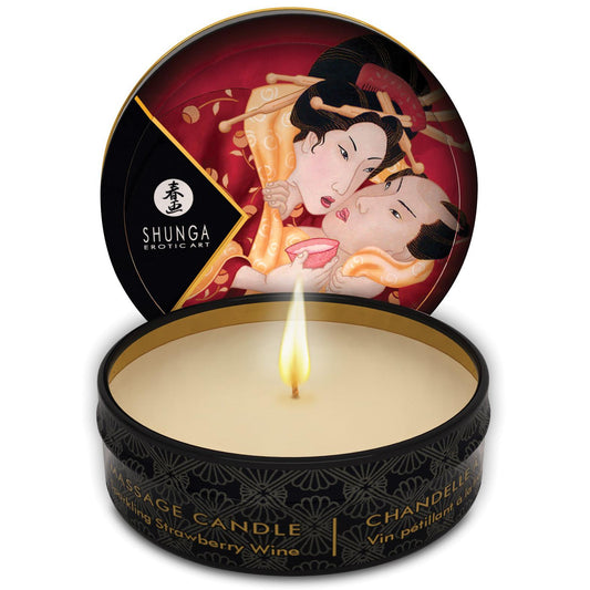 Shunga Romance Mini Candlelight Massage Candle - 1 oz Sparkling Strawberry Wine