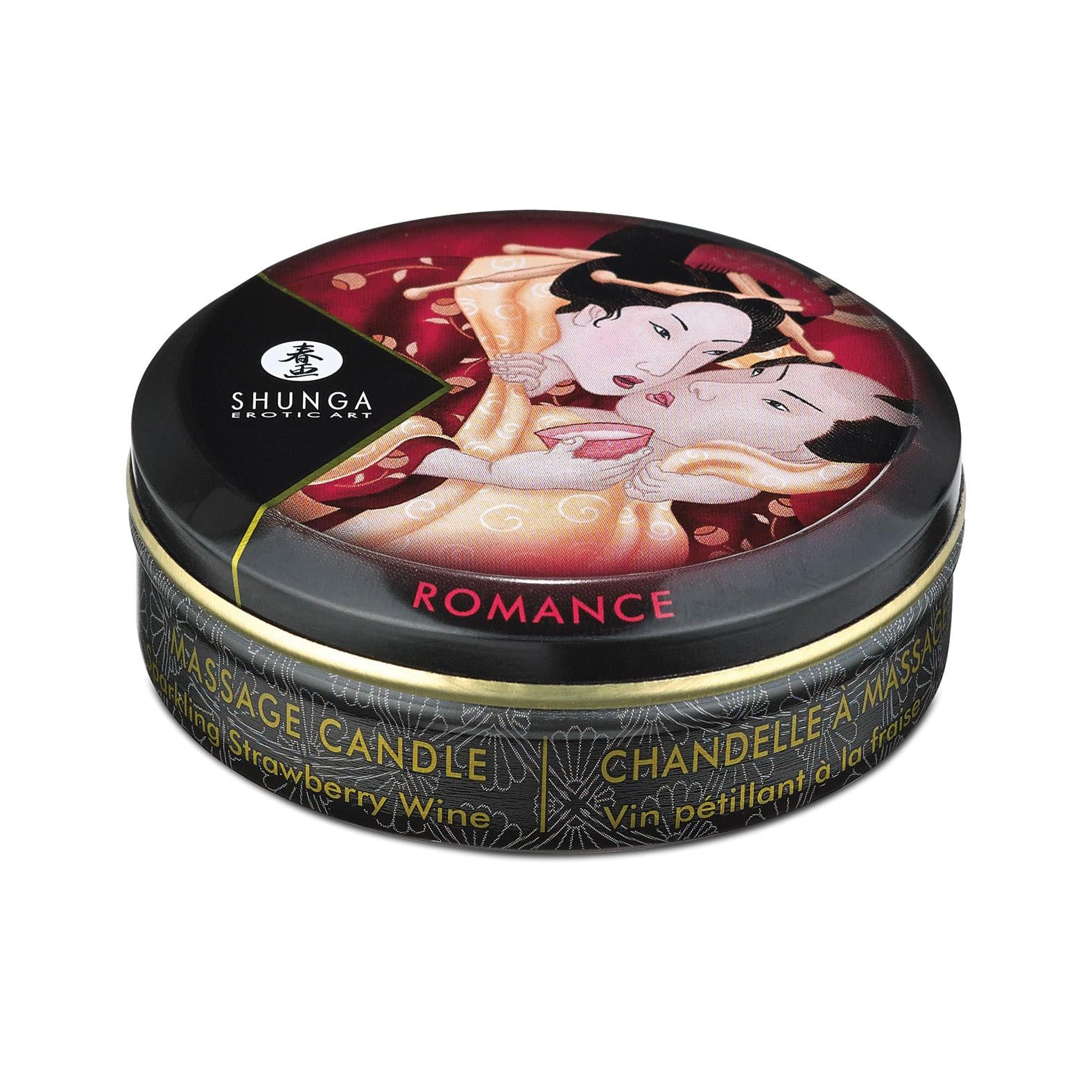Shunga Romance Mini Candlelight Massage Candle - 1 oz Sparkling Strawberry Wine