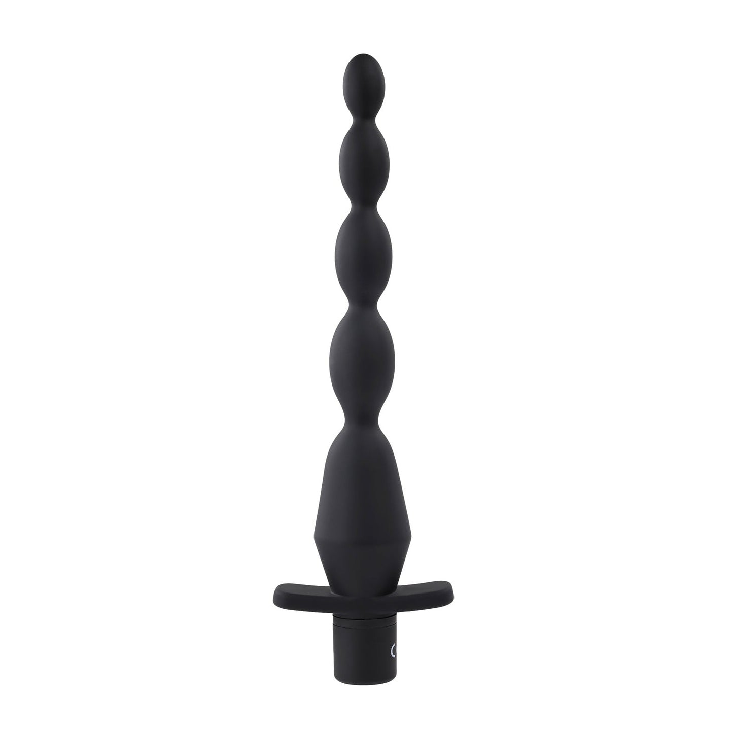 The Selopa Vibrating Butt Beads are black, multi-beaded silicone anal plugs with a tapered tip and flared base. Made from body-safe, waterproof silicone, they offer safety and pleasure for personal exploration.