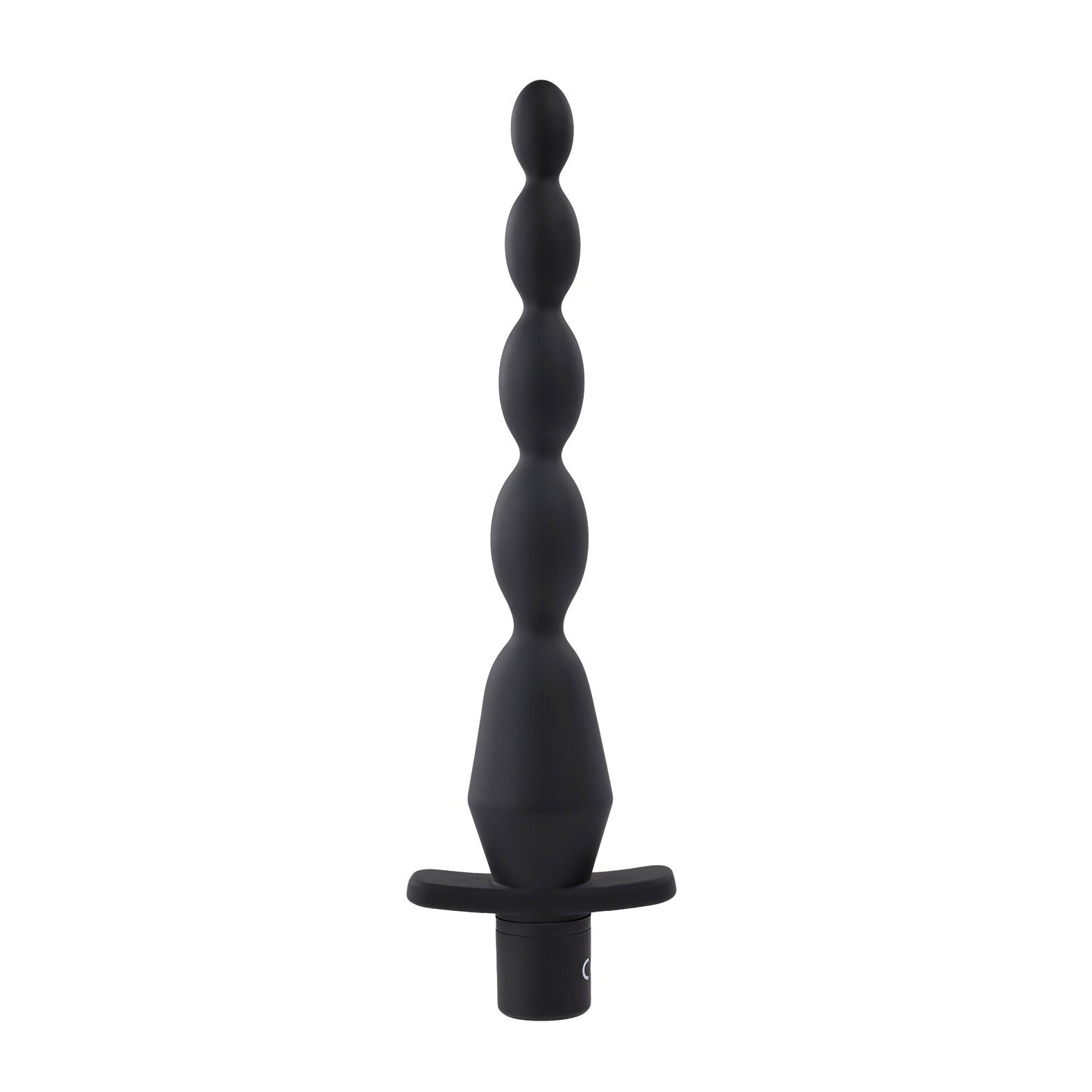 The Selopa Vibrating Butt Beads are black, multi-beaded silicone anal plugs with a tapered tip and flared base. Made from body-safe, waterproof silicone, they offer safety and pleasure for personal exploration.