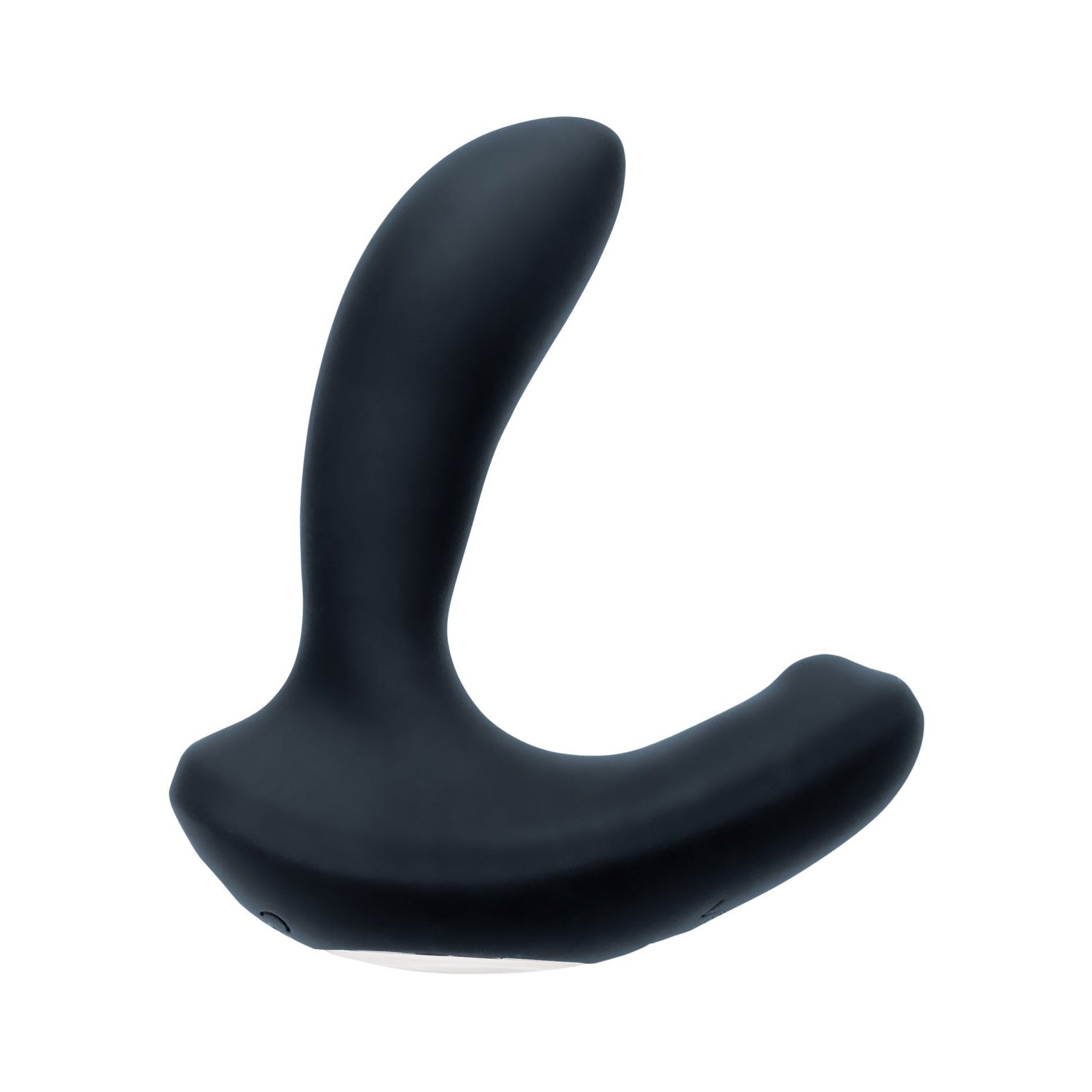 The VeDo Volt Rechargeable Prostate Vibe by VeDO features a black, curved design with a smooth texture. Its ergonomic U-shape has one end slightly larger, ideal for targeted perineum vibration.