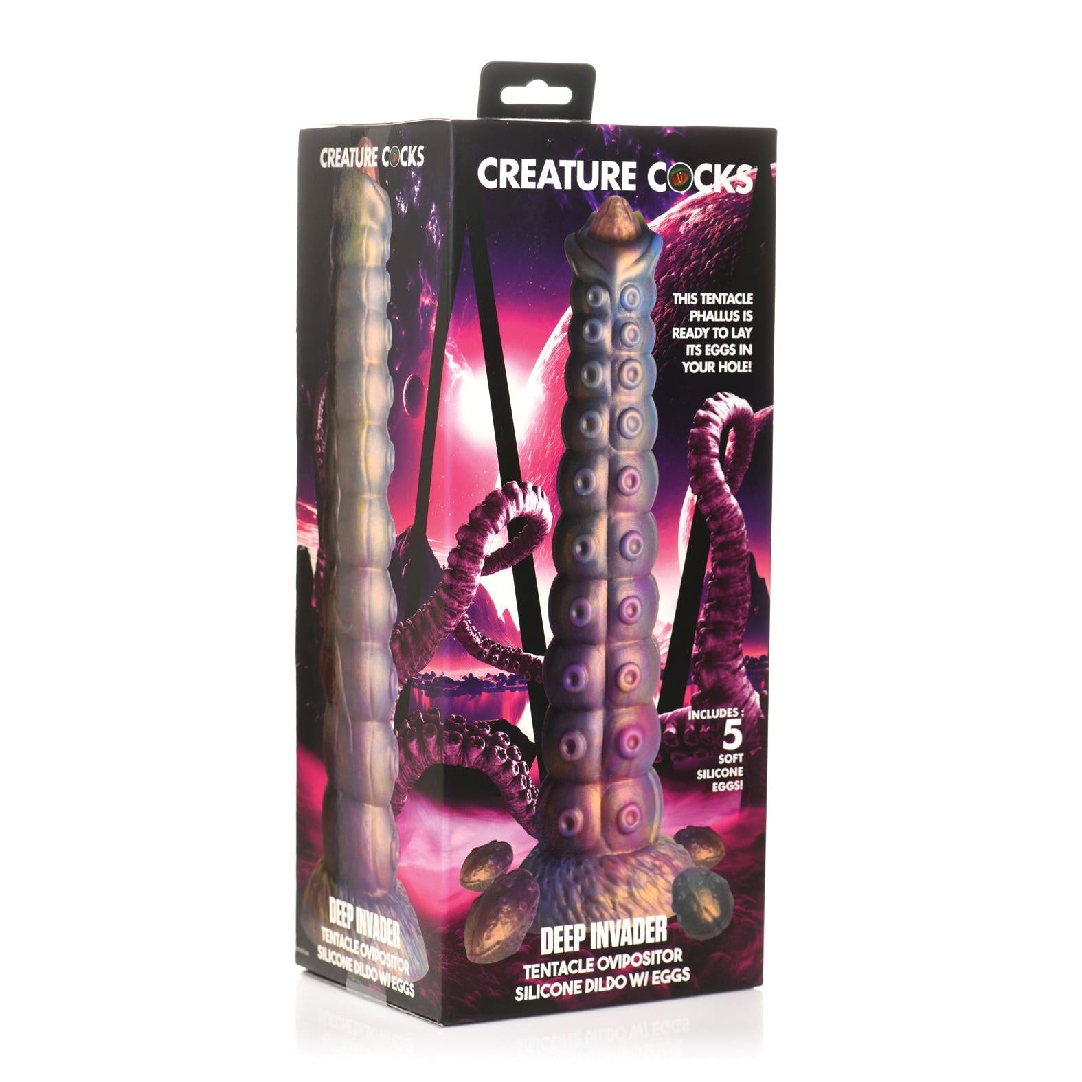 Creature Cocks Deep Invader Tentacle Ovipositor Silicone Dildo with Eggs