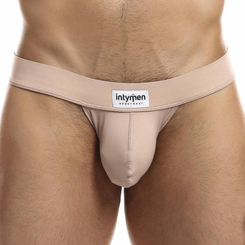 A close-up featuring the Intymen Proud Jock shows the contoured pouch for support and a waistband with Intymen branding, emphasizing comfort and style against a plain white background.