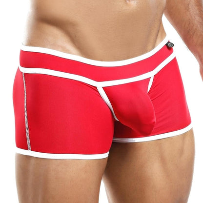 Someone wearing Intymen Boxer Trunk, showcasing the striking contrast piping with an emphasis on the lower torso and upper legs, highlighting its provocative design and fit.