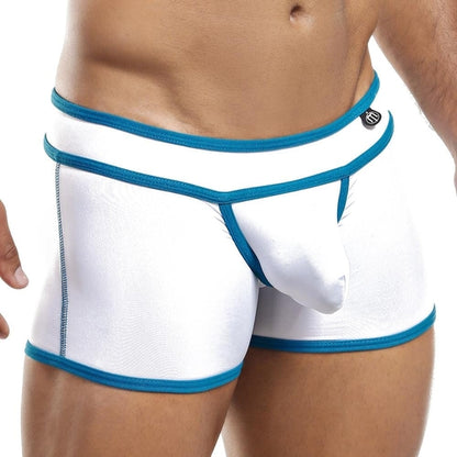 Someone wearing Intymen Boxer Trunk against a plain background, highlighting its provocative design and bold contrast piping.