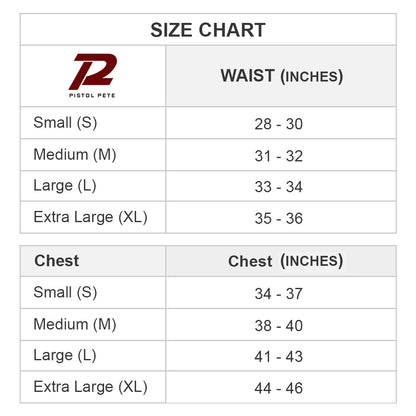 Check out Pistol Pete Athletic Wide Waistband Boxer Trunks size chart, showing waist sizes Small (28-30) to Extra Large (35-36) and chest sizes Small (34-37) to Extra Large (44-46). Enjoy the sporty sensual appeal with stretchy cotton fabric and a wide waistband for comfort.