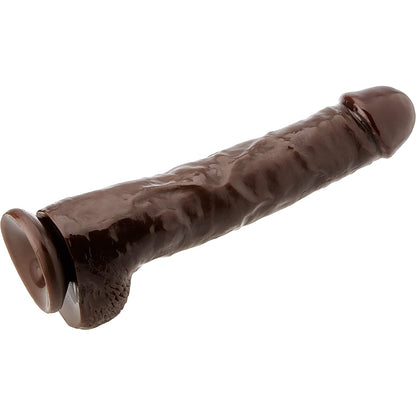 The Icon Male Cockzilla by Icon Brands is a black, realistic-looking dildo made from SensaFlesh with detailed texture and a suction cup base on a white background.