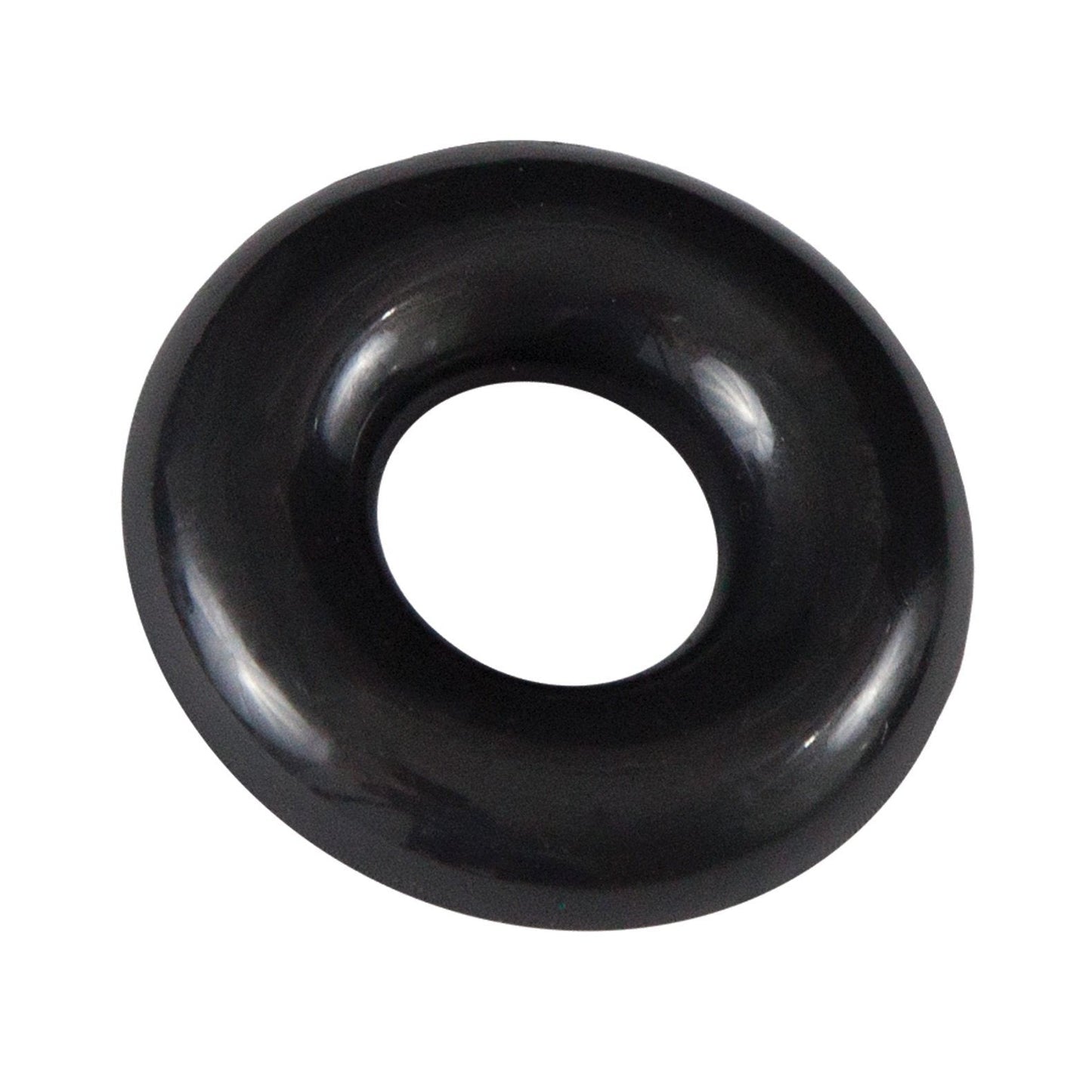 The Bathmate Gladiator Cock Ring by Adams Toy Box is a glossy black rubber O-ring made from Elastomax, with a smooth surface and circular shape, designed for optimal sealing or fastening to enhance erection experience.