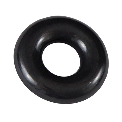 The Bathmate Gladiator Cock Ring by Adams Toy Box is a glossy black rubber O-ring made from Elastomax, with a smooth surface and circular shape, designed for optimal sealing or fastening to enhance erection experience.