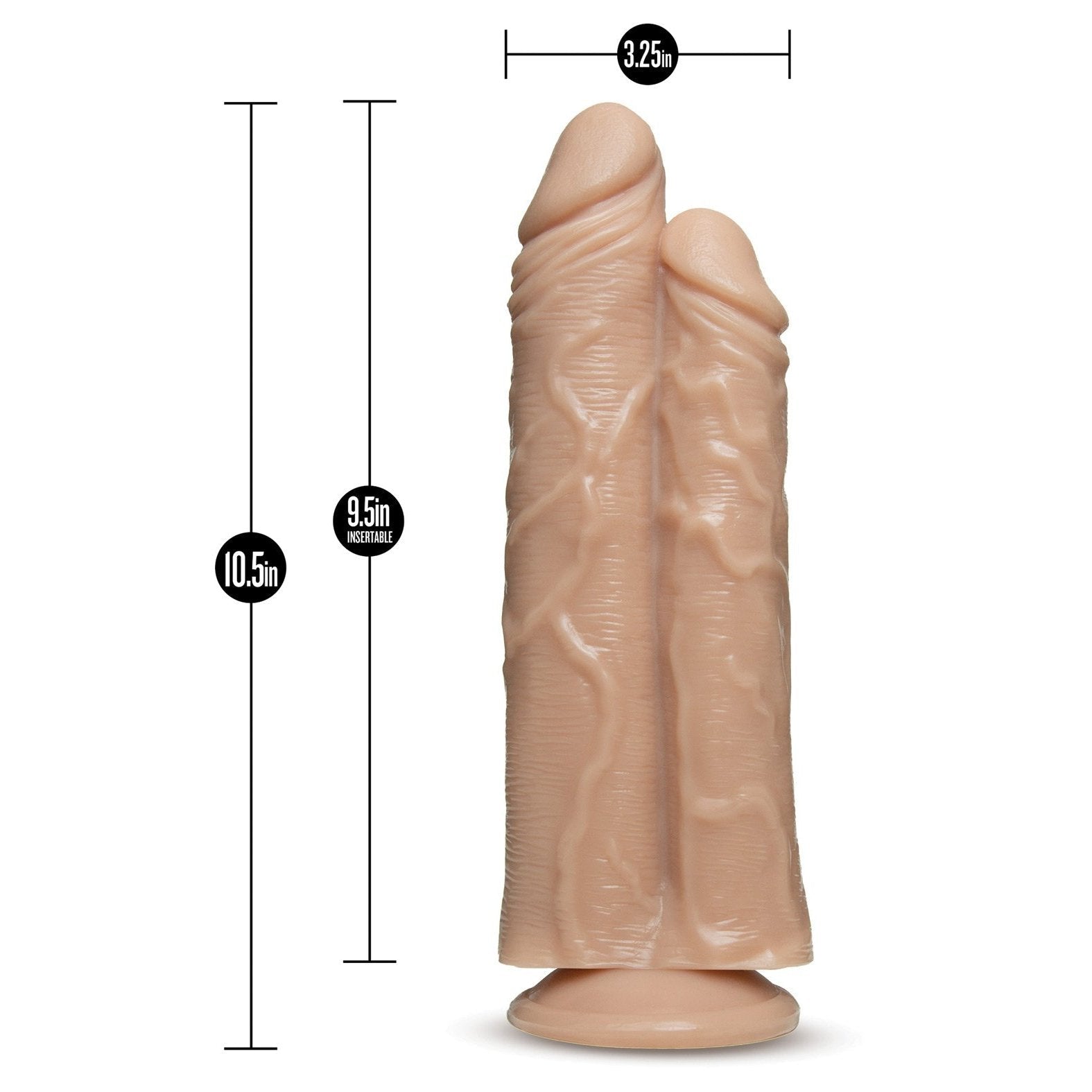 The Blush Novelties Dr. Skin Dr. Double Stuffed is a dual-ended, flesh-toned adult product featuring a double-shaft design with realistic ends. Its phthalate-free and has a suction cup base, measuring 10.5 total length, 9.5 insertable length, and 3.25 width for convenience.
.