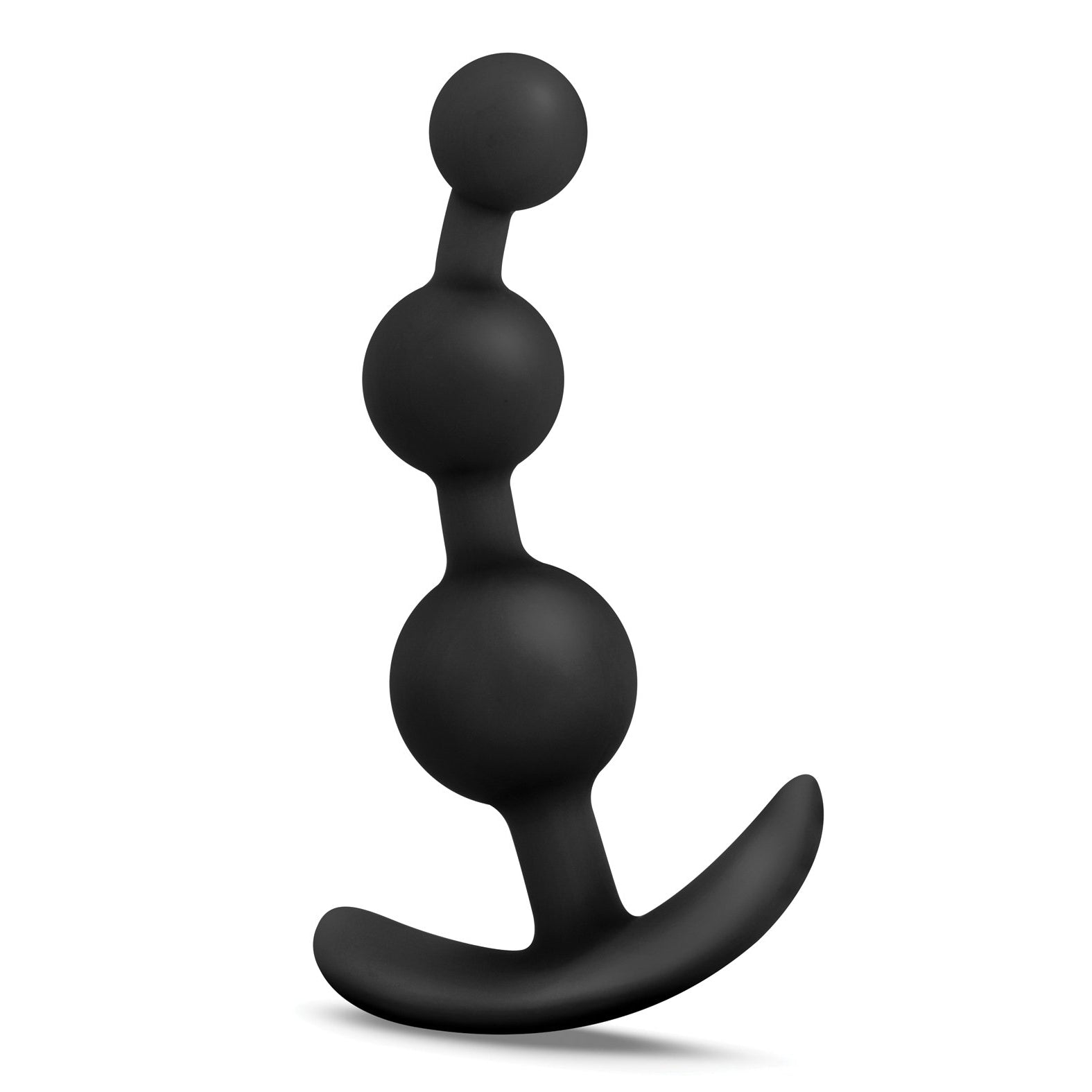 The Blush Small Anal Beads by Blush Novelties feature three graduated black silicone beads for enhanced prostate play and a curved handle for easy removal. With a sleek design that stands upright, it serves as both an anal bead and a prostate massager, perfect for your collection.