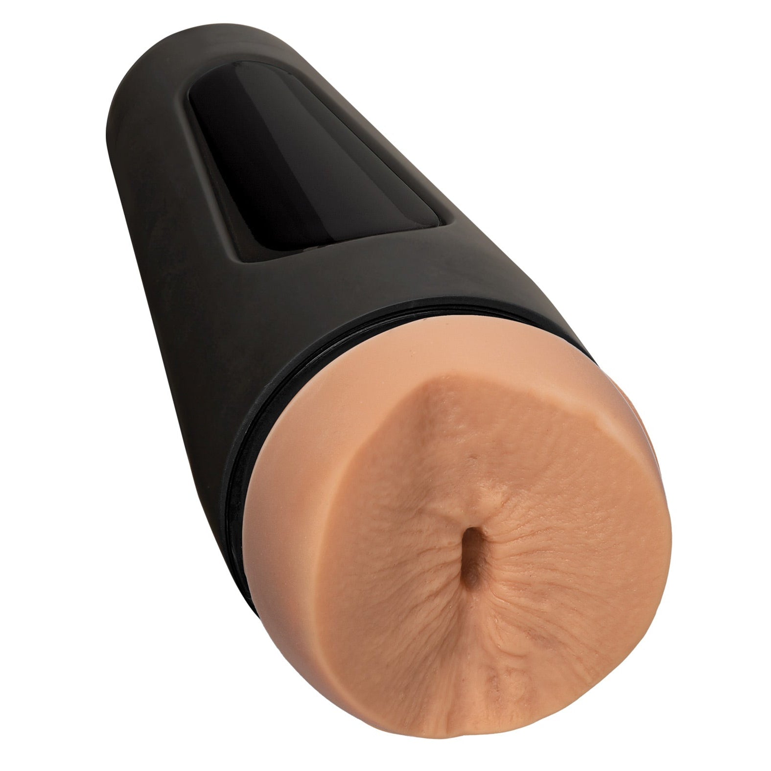 Explore Doc Johnsons Man Squeeze ULTRASKYN Ass Stroker - JJ Knight, a discreet cylindrical toy with a sleek black casing and realistic ULTRASKYN interior for personal intimacy, offering lifelike satisfaction.