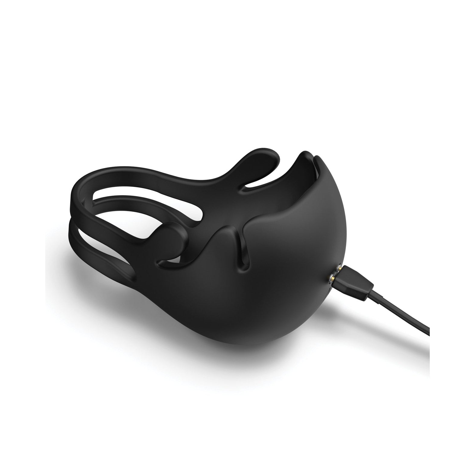 The Dorcel Fun Bag Testicle Vibrator by Dorcel is a black, soft silicone wearable device with multiple straps and a rounded front. It connects to a cable and fits comfortably, featuring vibration settings for enhanced relaxation with an ergonomic shape and smooth texture for a seamless experience.
