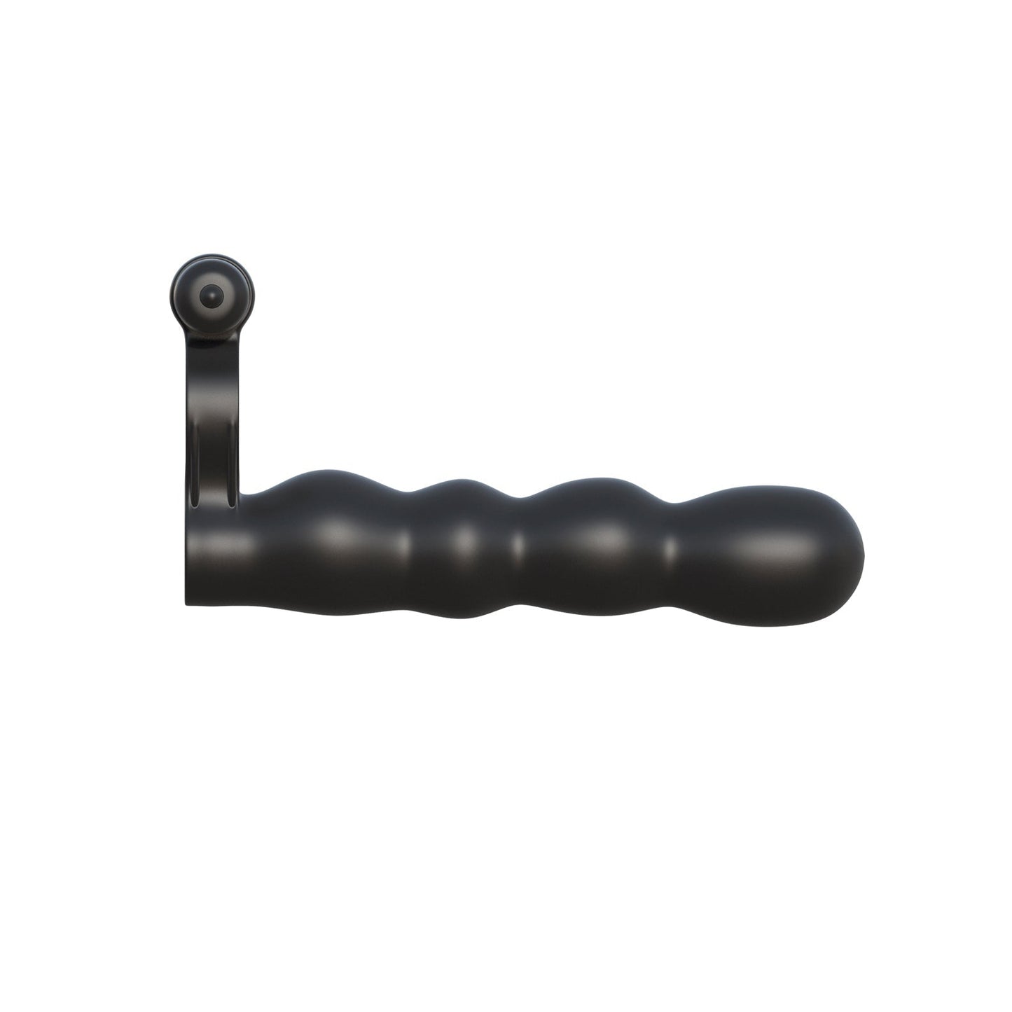 The black Fantasy C-Ringz Posable Partner Double Penetrator crank handle features a wavy, textured grip and a circular attachment point on the left, resembling the sturdy design typical of double penetration accessories.