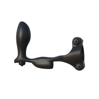 The Fantasy C-Ringz Ultimate Ass Gasm is a sleek black device with a streamlined design, smooth surface, rounded ends, and button-like details, reminiscent of vibrating bullets. It appears to be made from a matte material.
