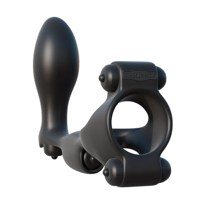 The Fantasy C-Ringz Ultimate Ass Gasm, by Fantasy C-Ringz, is a black silicone dual-purpose adult toy featuring a small prostate plug and cock ring, designed with smooth surfaces and slight curves for ergonomic comfort.